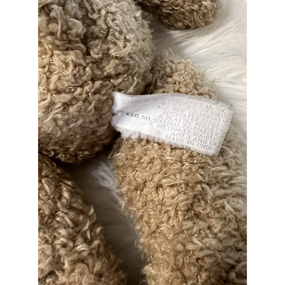 Chosun Tan Dog Plush Black White Plaid Bow Scruffy Shaggy 12" Stuffed Animal Toy - Picture 5 of 12